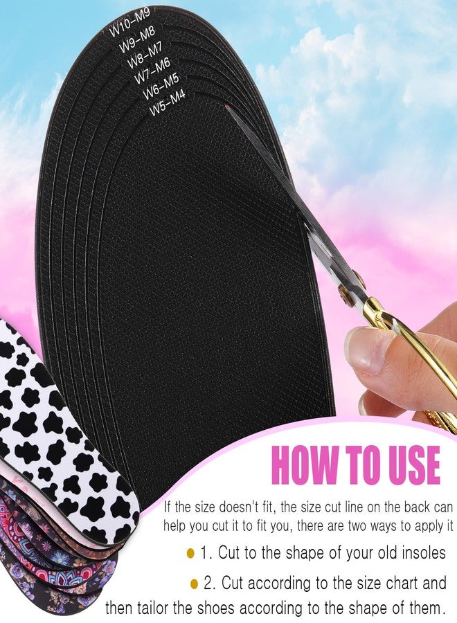 Velmitten 6 Pairs No Show Socks Sockless Shoe Liner Washable Barefoot Shoe Insoles No Slipping Inserts for Women Man (Vibrant Style) - Image 3